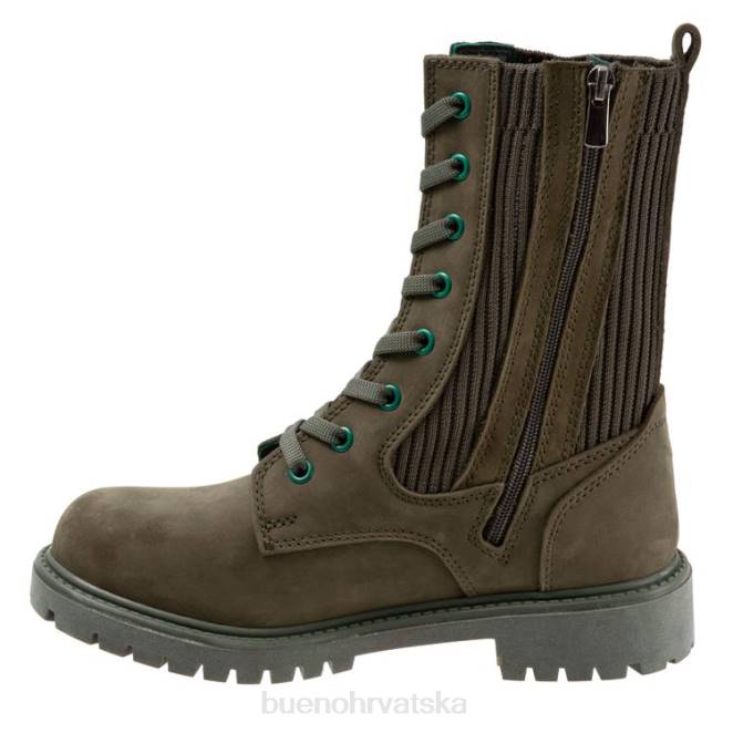 X88664 Bueno Footwear stela žene vojnički zeleni nubuk čizme